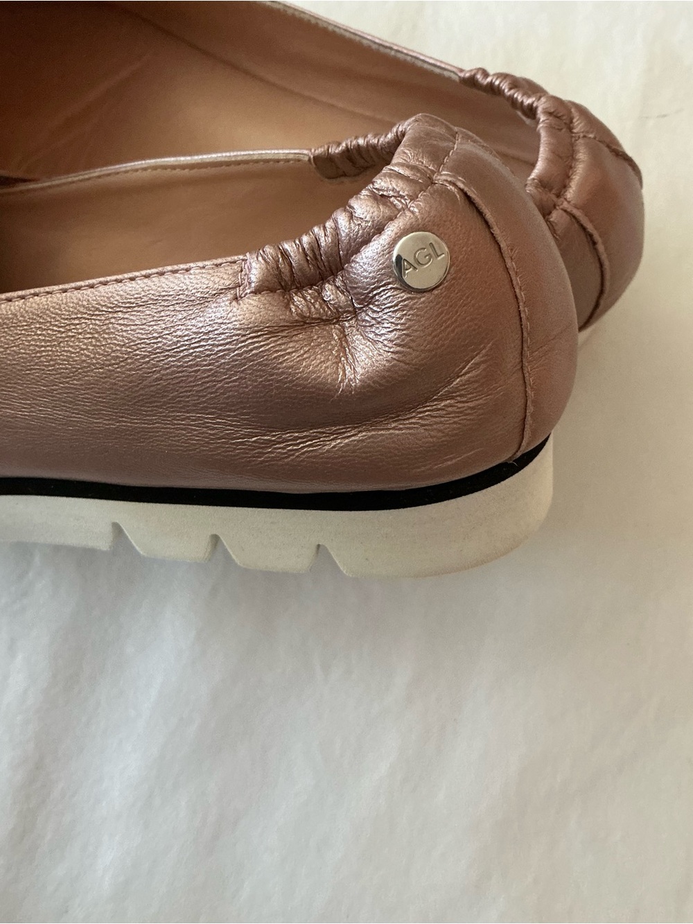 AGL Micro Pointed Toe Loafer in Metallic Rose Pink Leather Size 42 - Picture 7 of 10